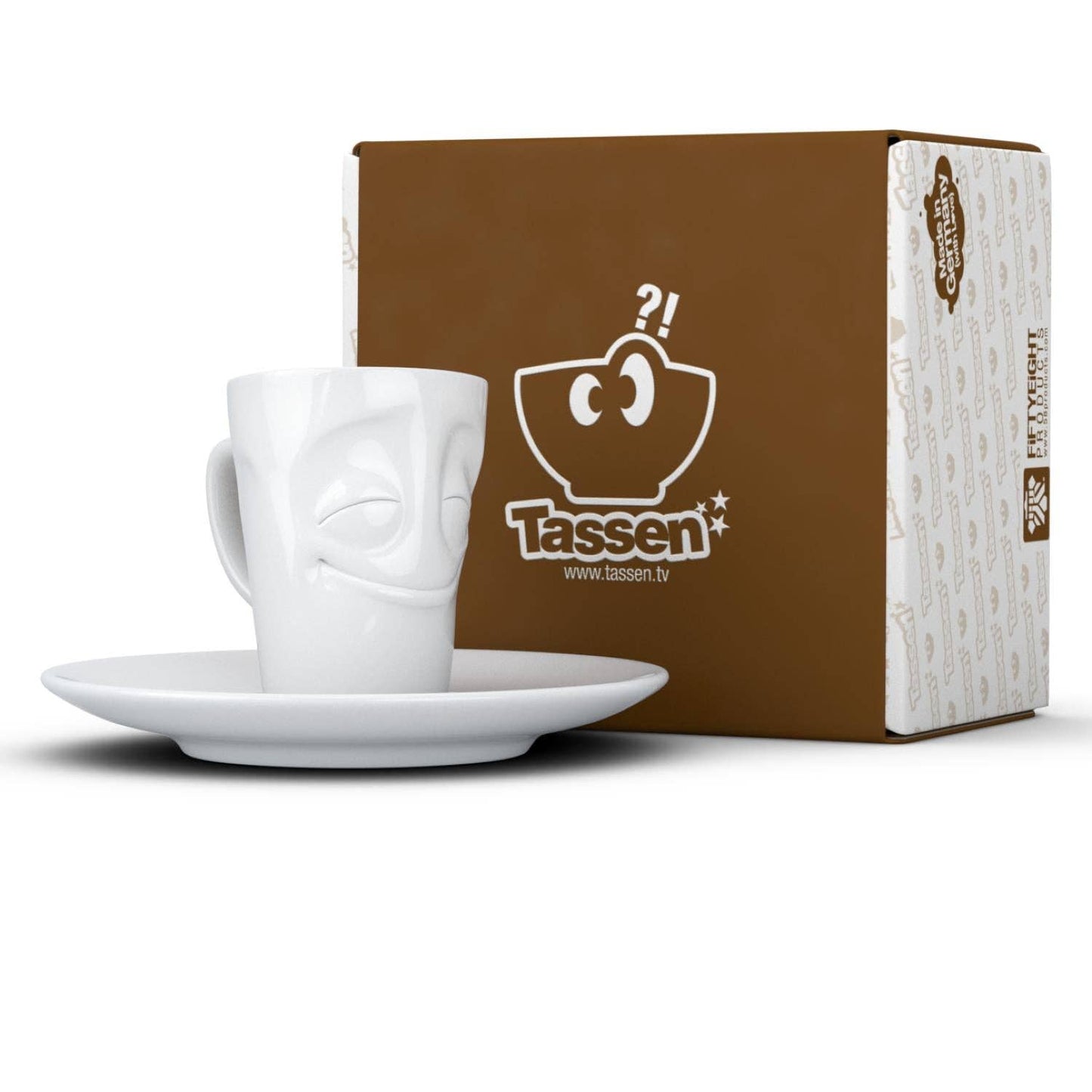 Espresso Cup with Saucer, Cheery Face
