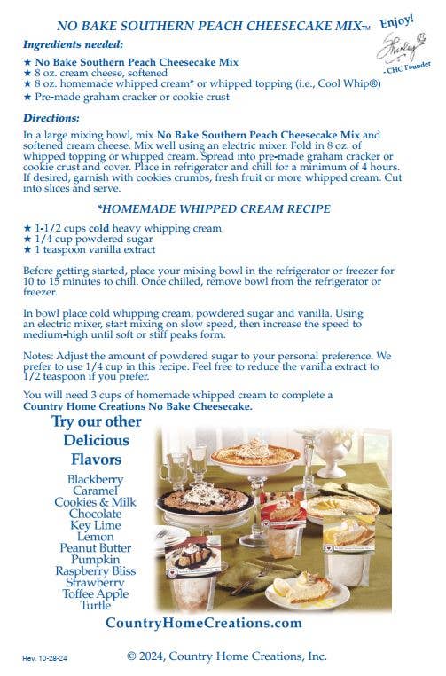 Country Home Creations - No Bake Southern Peach Cheesecake Mix