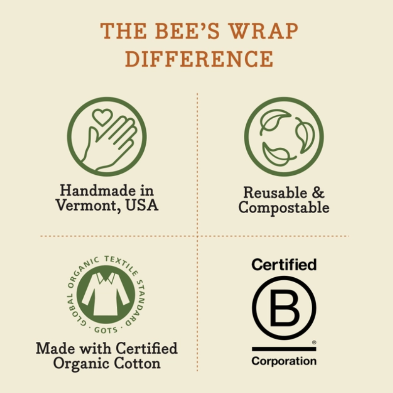 Bee's Wrap - Bees Wrap Large Reusable Beeswax Wrap - Honeycomb Print