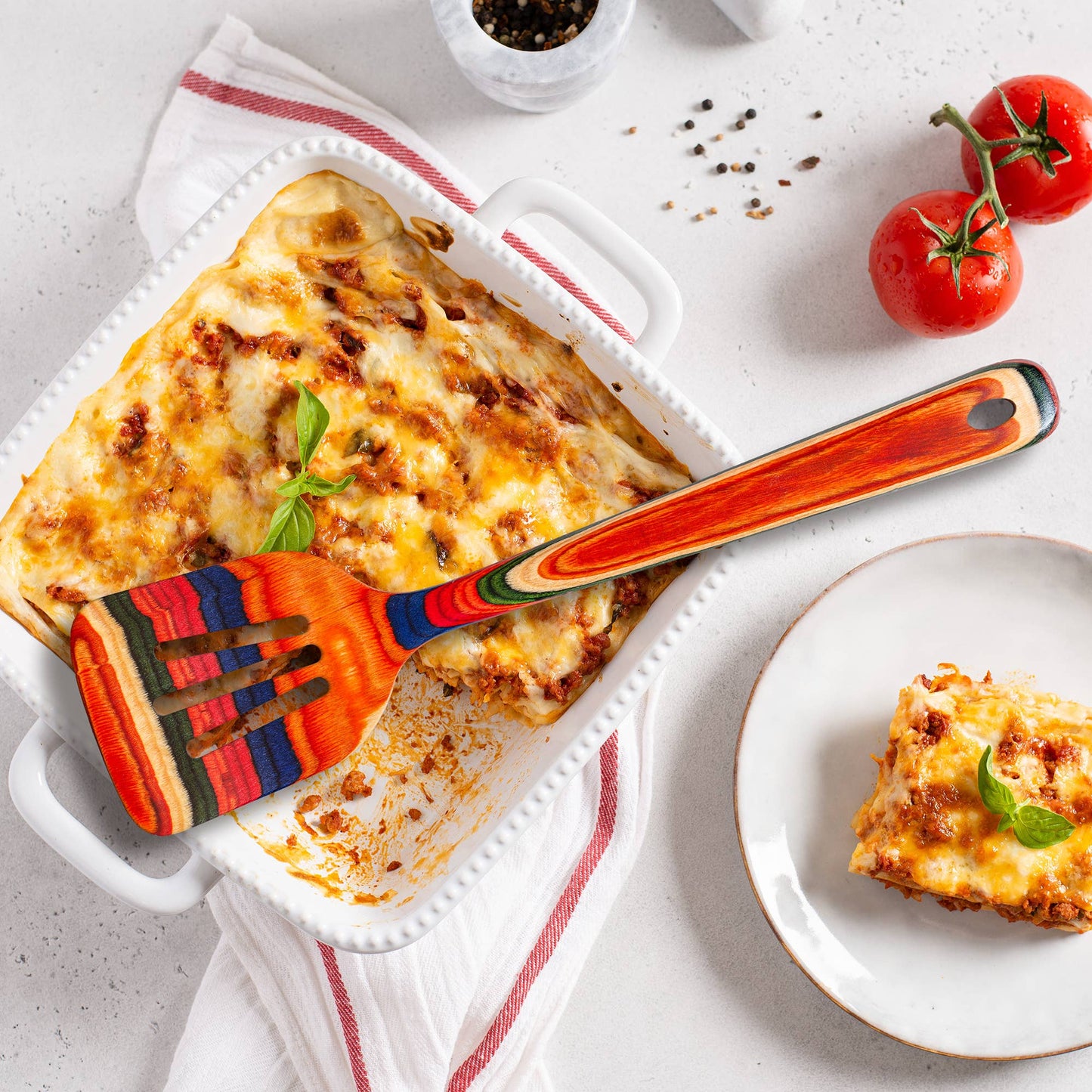 Totally Bamboo - Baltique® Marrakesh Colorful Wooden Slotted Spatula, 12.5"