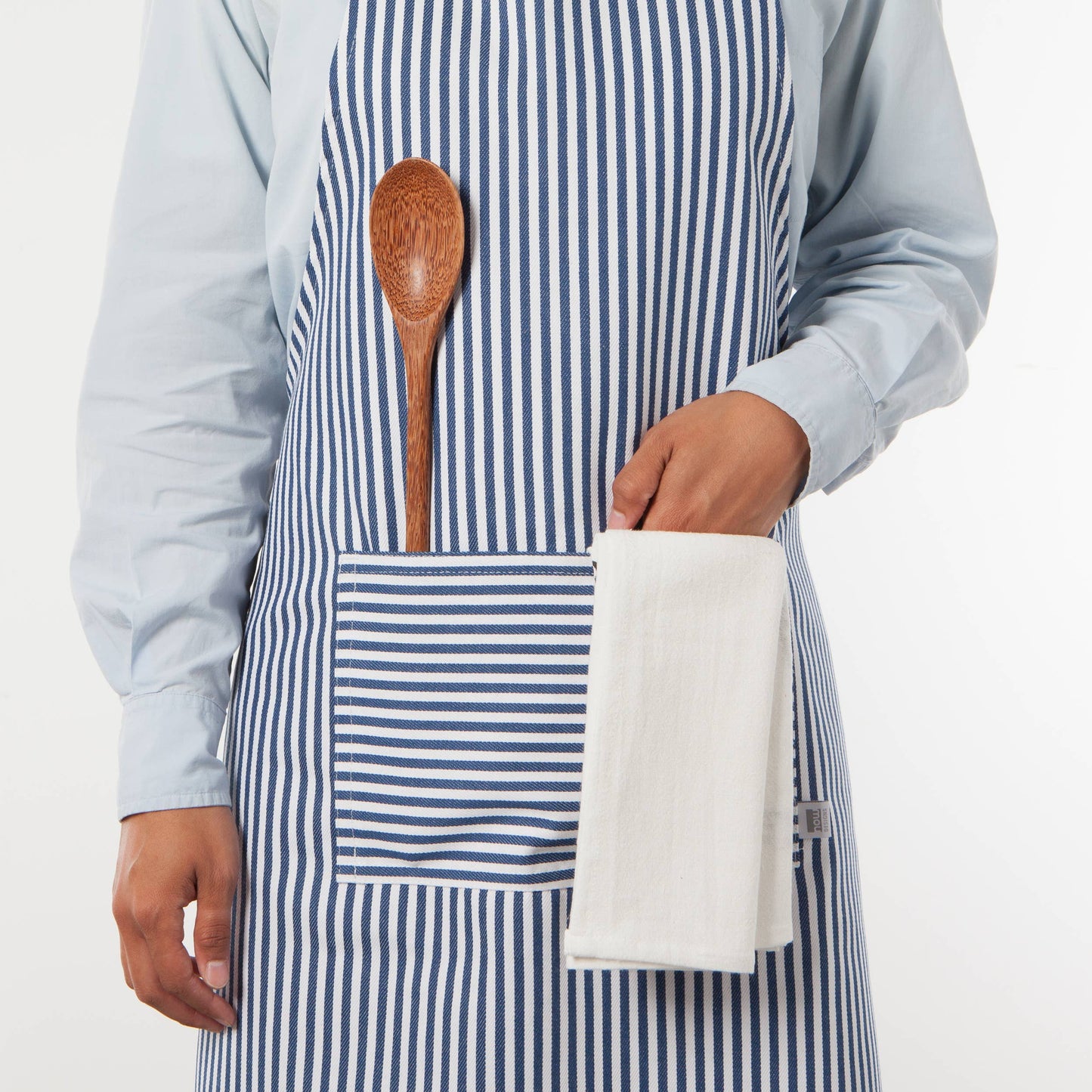 Now Designs by Danica - Narrow Royal Blue Stripe Chef Apron