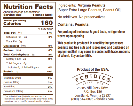 Unsalted Virginia Peanuts 9oz