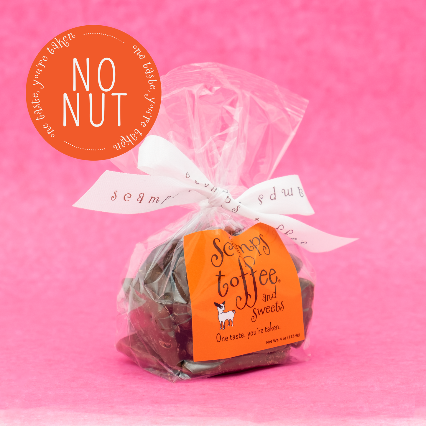 Scamps Toffee - 4oz Bags - No-Nut Toffee - Chocolate Covered