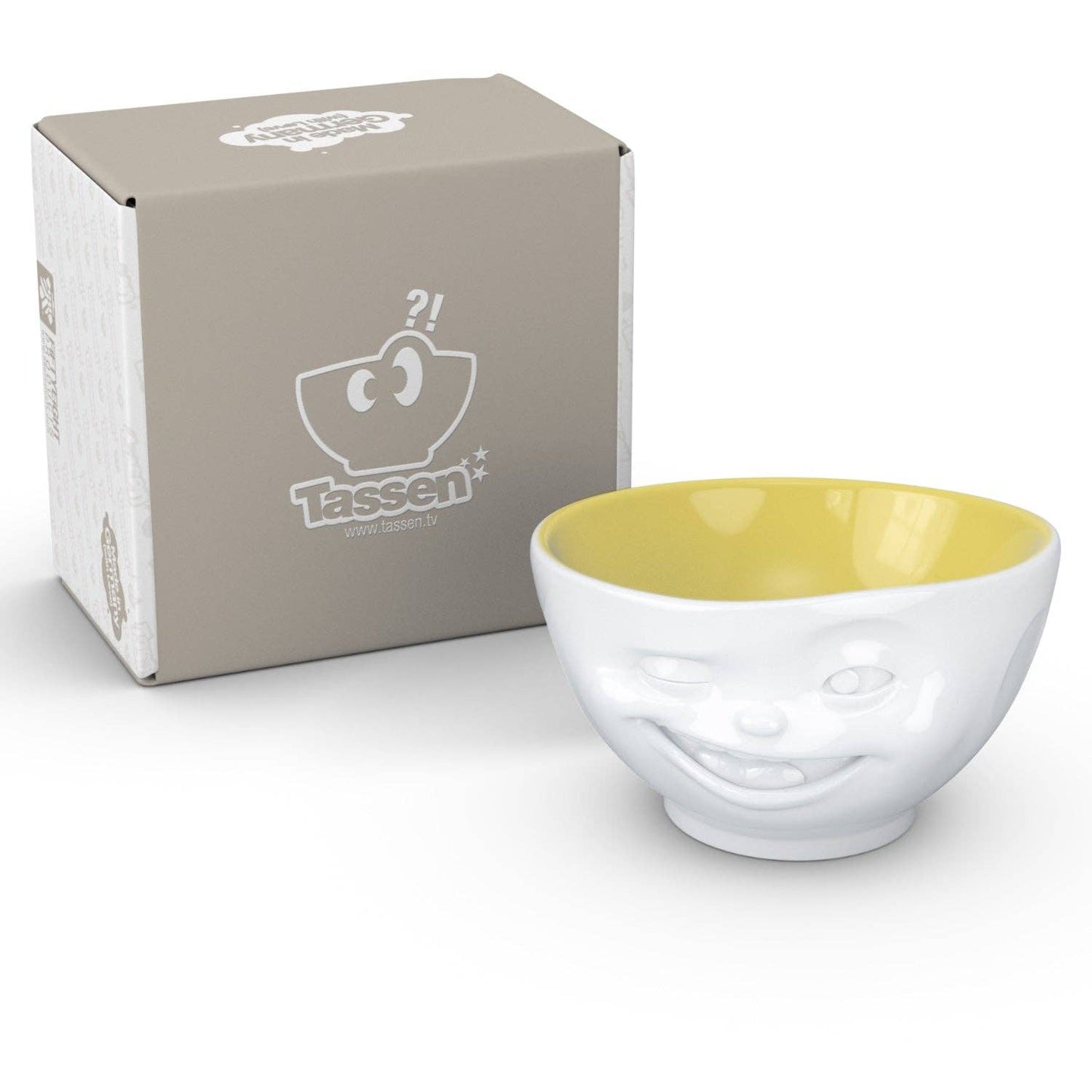 16 Oz. Bowl, Winking Face, Saffron Color Inside
