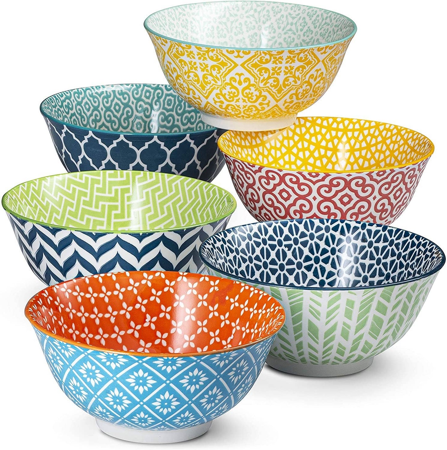 Kook Geometric Cereal Bowls, 18 oz, Set of 6