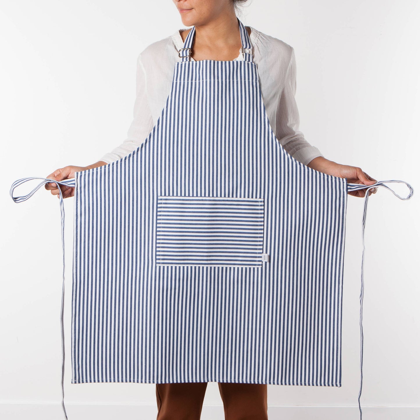 Now Designs by Danica - Narrow Royal Blue Stripe Chef Apron