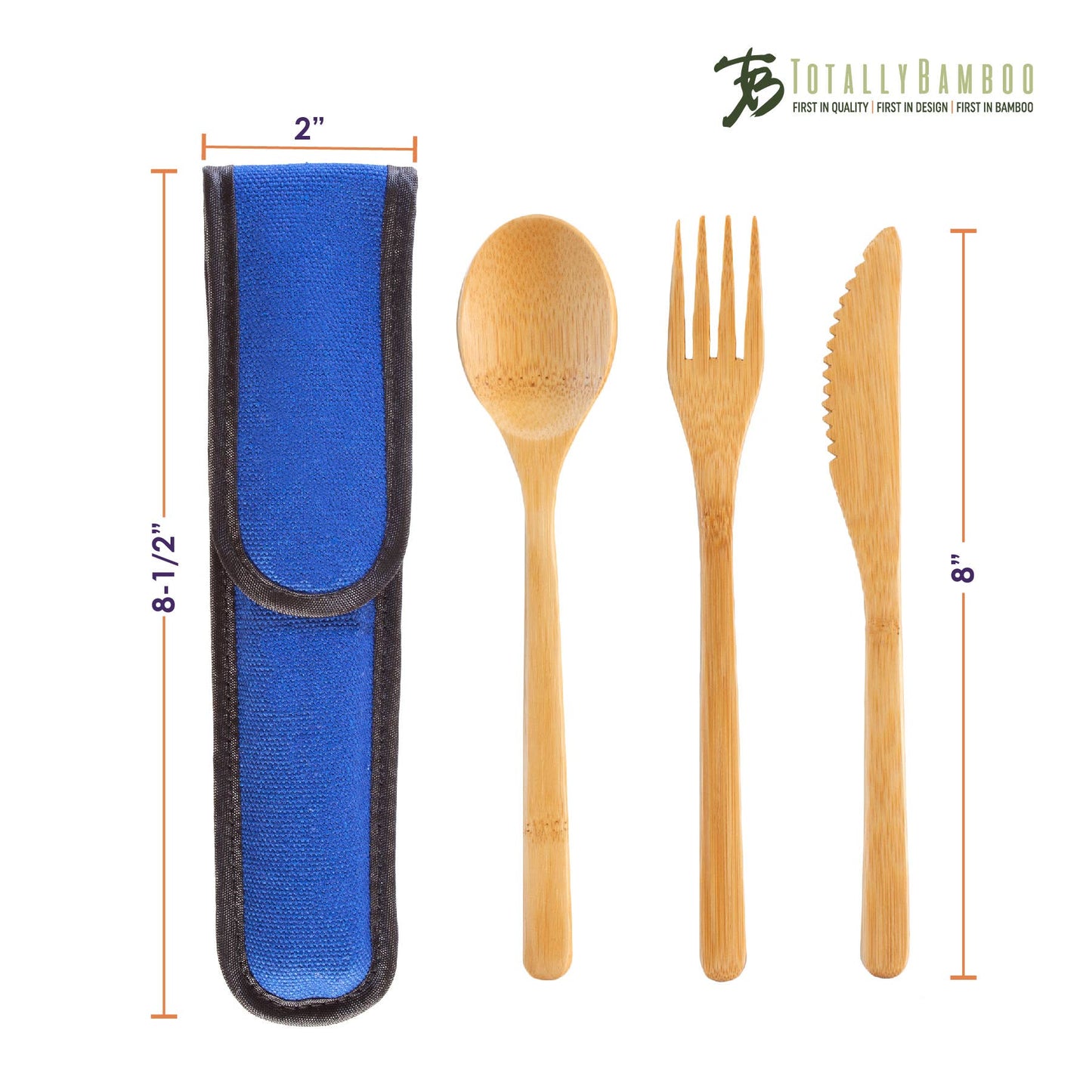 Reusable Bamboo Take-Along Utensil Set, Blue